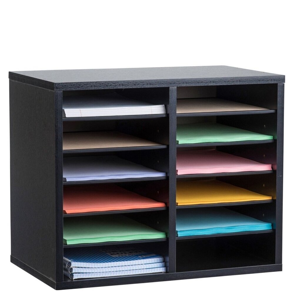 ADIROFFICE WOODEN ADJUSTABLE ORGANIZERSERATURE ORGANIZER, 16 COMPARTMENT OFFICE